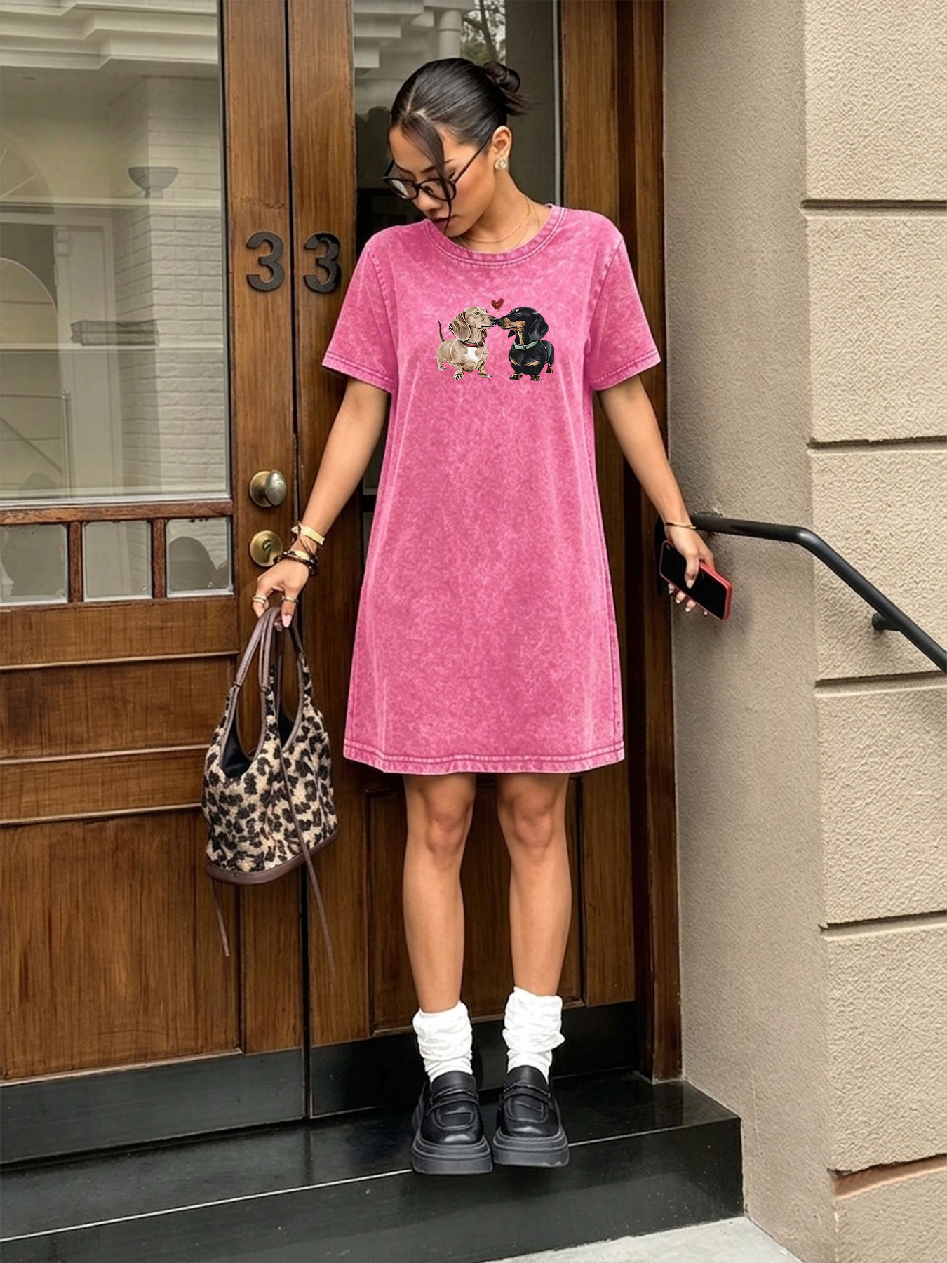 Streetwear Brand Heart - Винтажное платье-футболка с эффектом потертости для