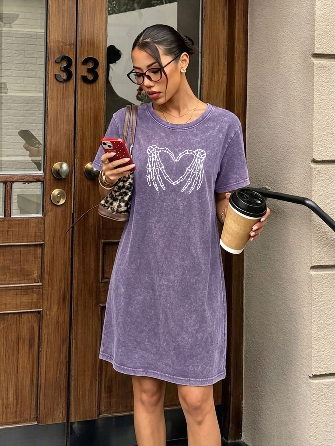 Streetwear Brand Heart - Винтажное платье-футболка с эффектом потертости для